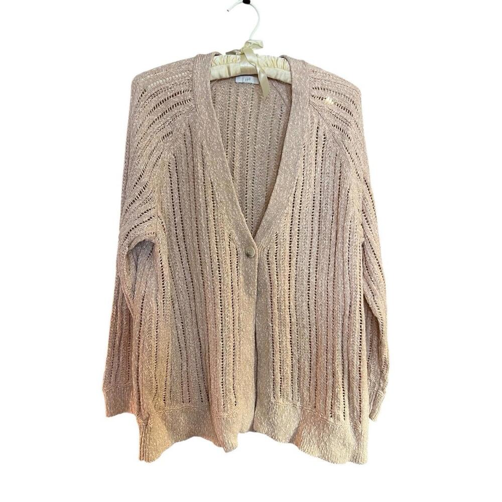 J. Jill Blush‎ Pink  Linen Blend Cottagecore Coastal Grandma Cardigan Medium